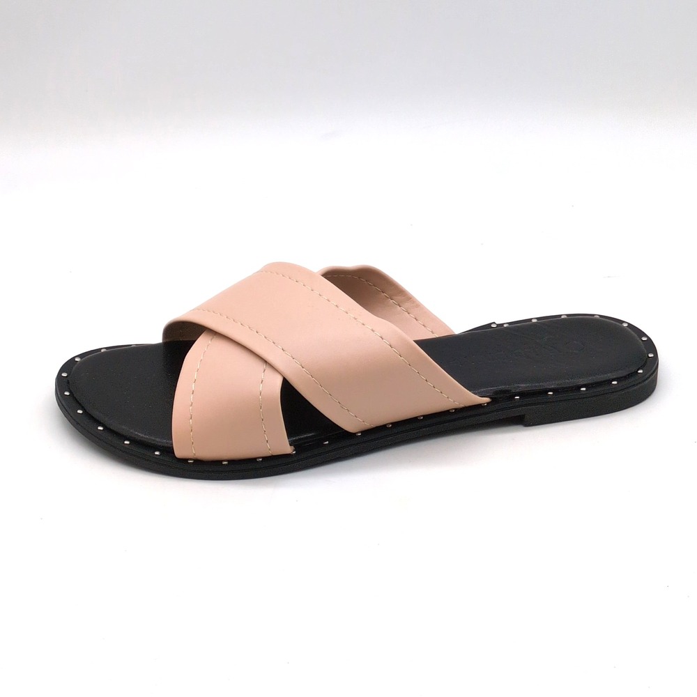 Wild Diva Shoes Womens Azariah Beige 5.5 Slide Sandals Cross Straps Dressy NEW